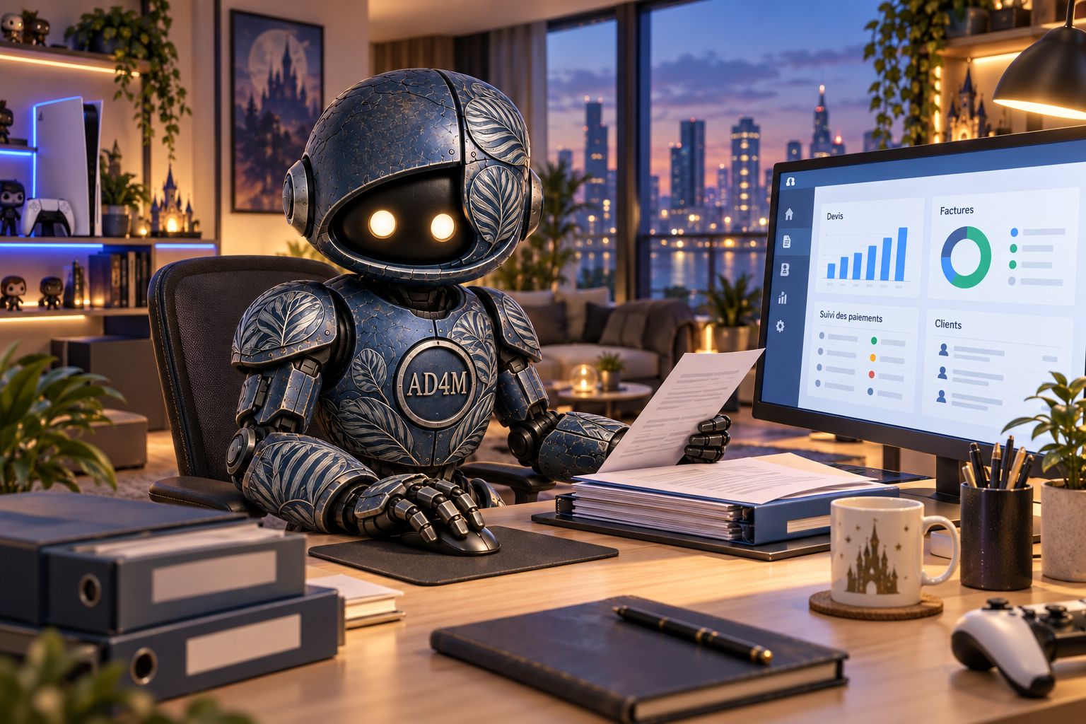 AD4M au travail dans son bureau administratif